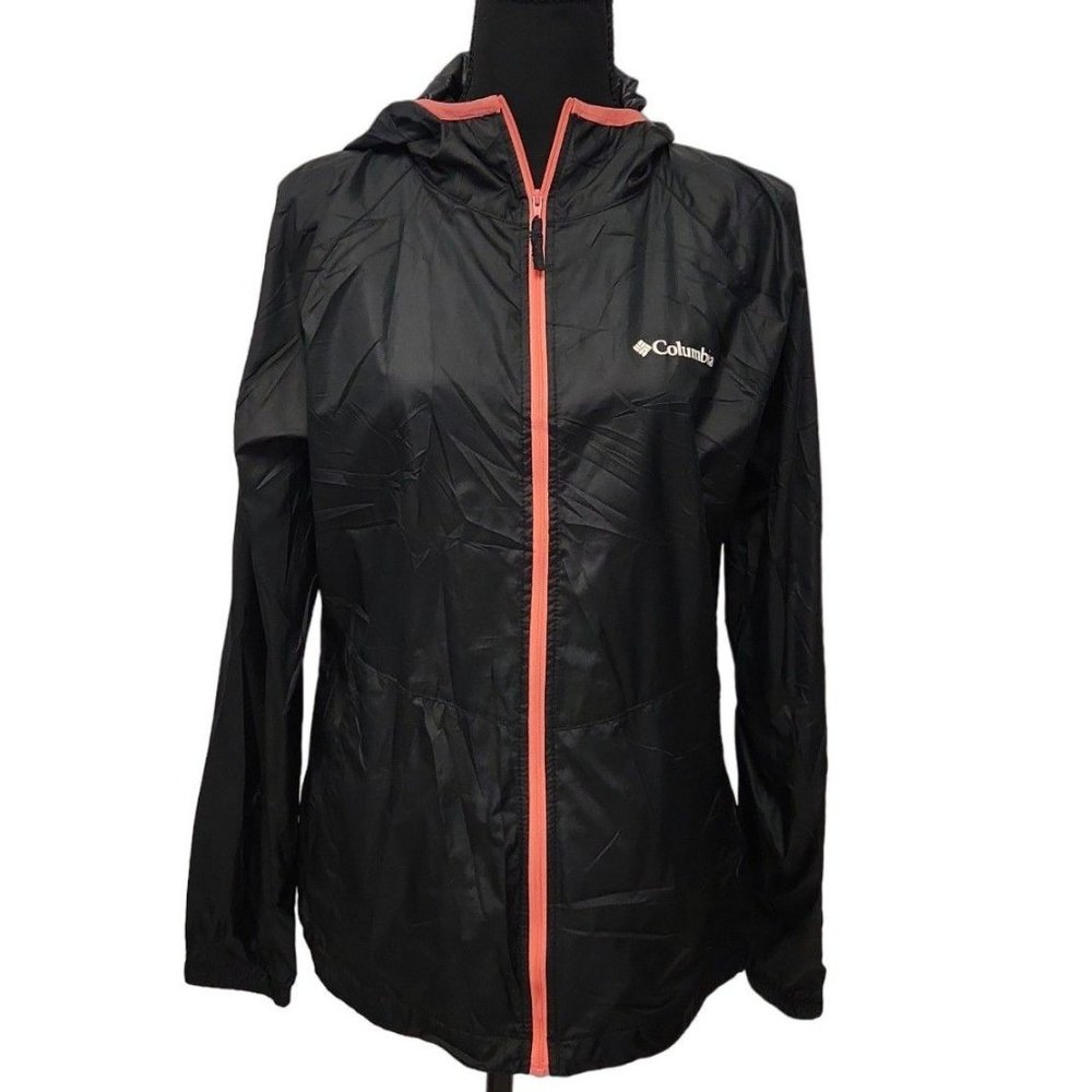 Columbia Sportswear Womens Black Long Sleeve Zip Windbreaker Jacket Size Small